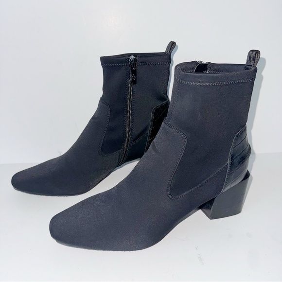 Donald Pliner ABBIE WOMENS SUEDE SQUARE TOE ANKLE BOOTS BLACK Sz 9 Y2K - Picture 7 of 14